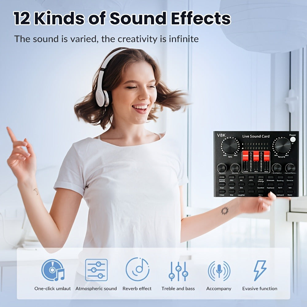 USB Audio Interface, V8K + BM800, USB-C, USB, Podcast, Equipment, Bundle for Recording detail image - detail view 21