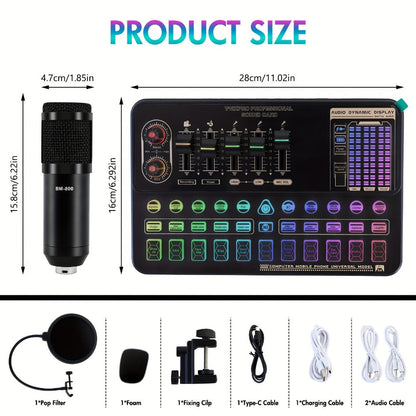 USB Audio Interface, V8K + BM800, USB-C, USB, Podcast, Equipment, Bundle for Recording detail image - detail view 25
