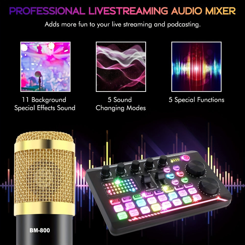 USB Audio Interface, V8K + BM800, USB-C, USB, Podcast, Equipment, Bundle for Recording detail image - detail view 4