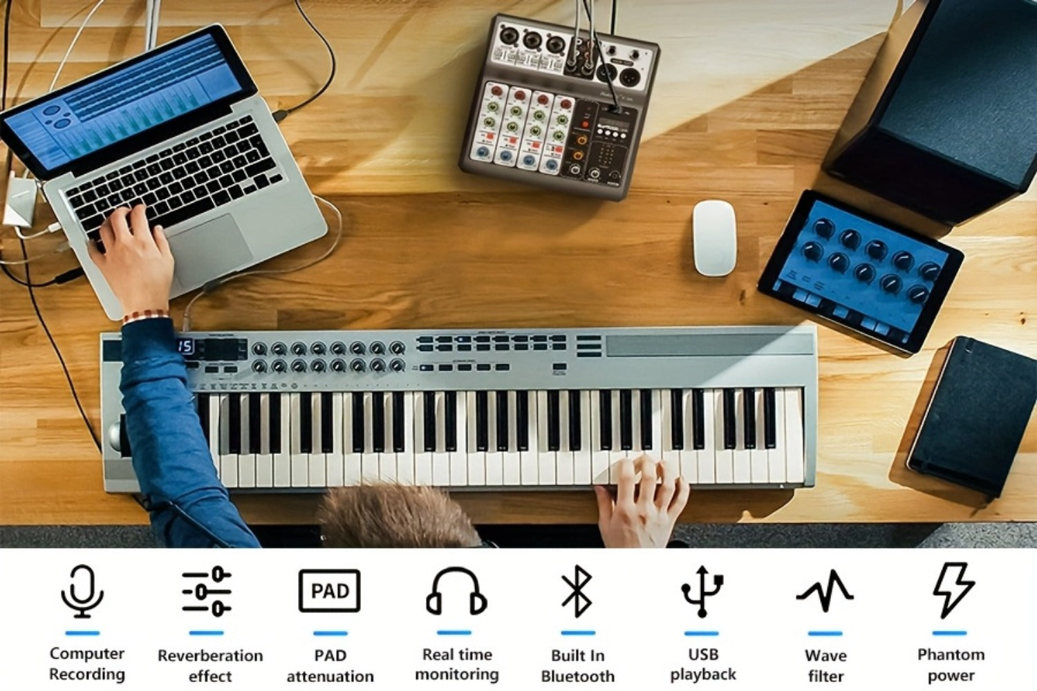 USB Audio Interface, Wireless, USB, Aveek, Professional, Mixer for Recording and Streaming detail image - detail view 10
