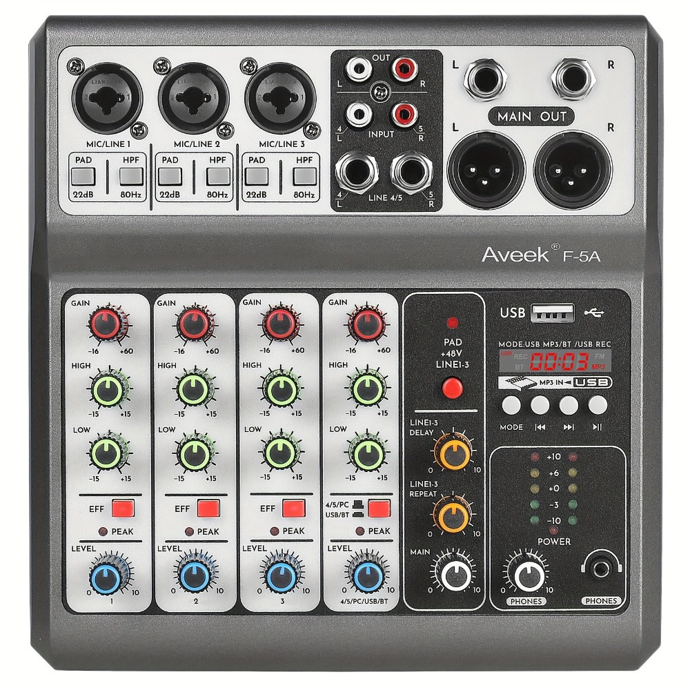 USB Audio Interface, Wireless, USB, Aveek, Professional, Mixer for Recording and Streaming detail image - detail view 3