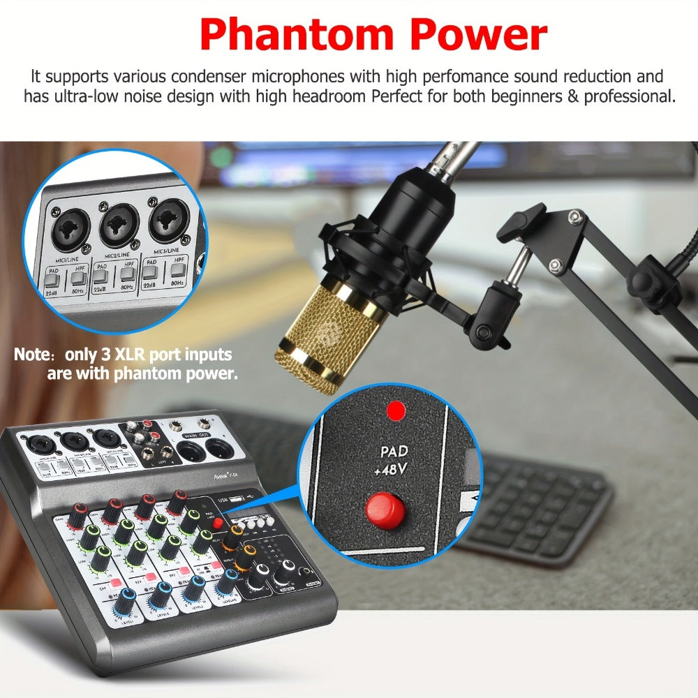 USB Audio Interface, Wireless, USB, Aveek, Professional, Mixer for Recording and Streaming detail image - detail view 8