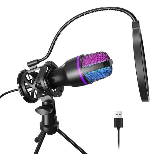 USB RGB Condenser Microphone Kit with Tripod shown in the main product view