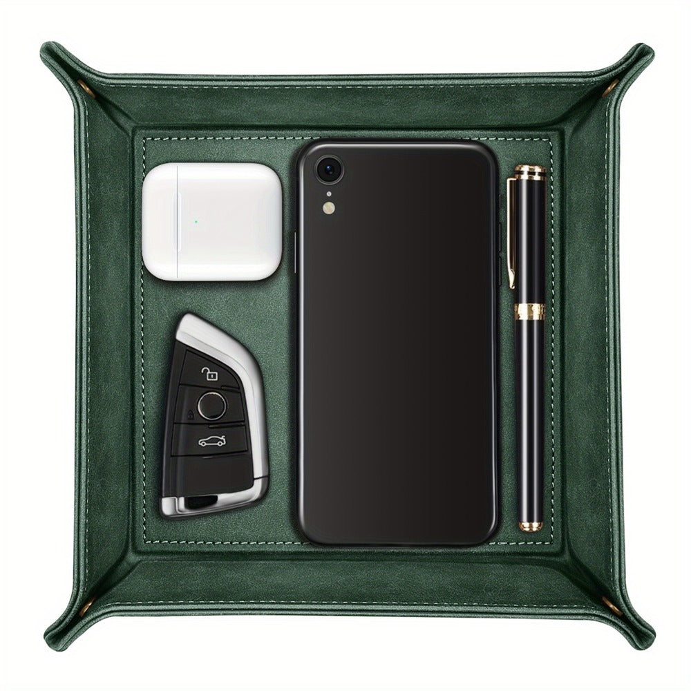 Valet Tray - PU Leather Desktop Organizer Catchall Bedside Nightstand Caddy for Keys - main product view