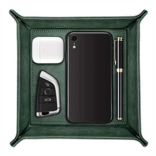 Valet Tray - PU Leather Desktop Organizer Catchall Bedside Nightstand Caddy for Keys - main product view