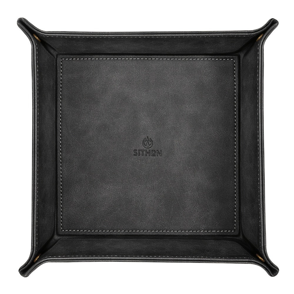 Valet Tray - PU Leather Desktop Organizer Catchall Bedside Nightstand Caddy for Keys - product detail view 3
