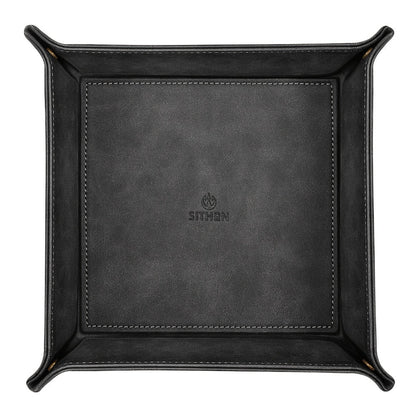 Valet Tray - PU Leather Desktop Organizer Catchall Bedside Nightstand Caddy for Keys - product detail view 3