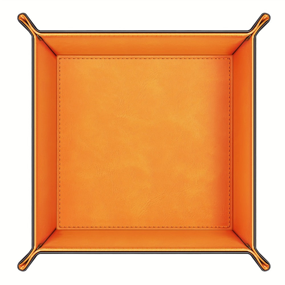 Valet Tray - PU Leather Desktop Organizer Catchall Bedside Nightstand Caddy for Keys - product detail view 7