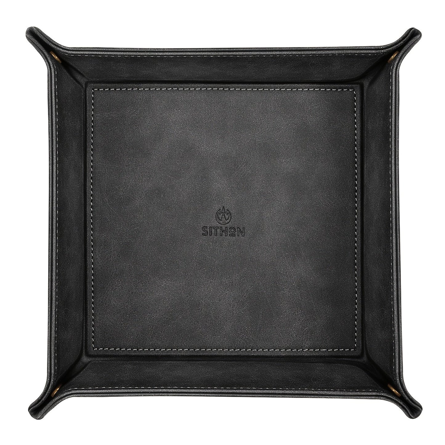 Valet Tray - PU Leather Desktop Organizer Catchall Bedside Nightstand Caddy for Keys - product detail view 15