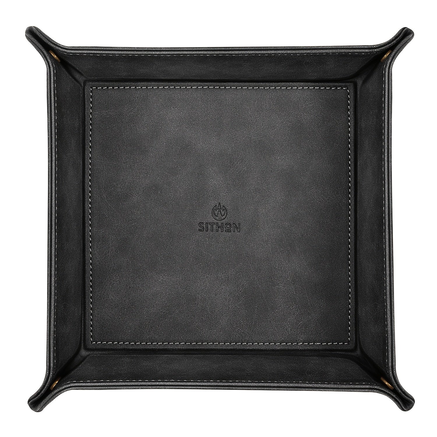 Valet Tray - PU Leather Desktop Organizer Catchall Bedside Nightstand Caddy for Keys - product detail view 15