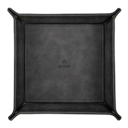 Valet Tray - PU Leather Desktop Organizer Catchall Bedside Nightstand Caddy for Keys - product detail view 15