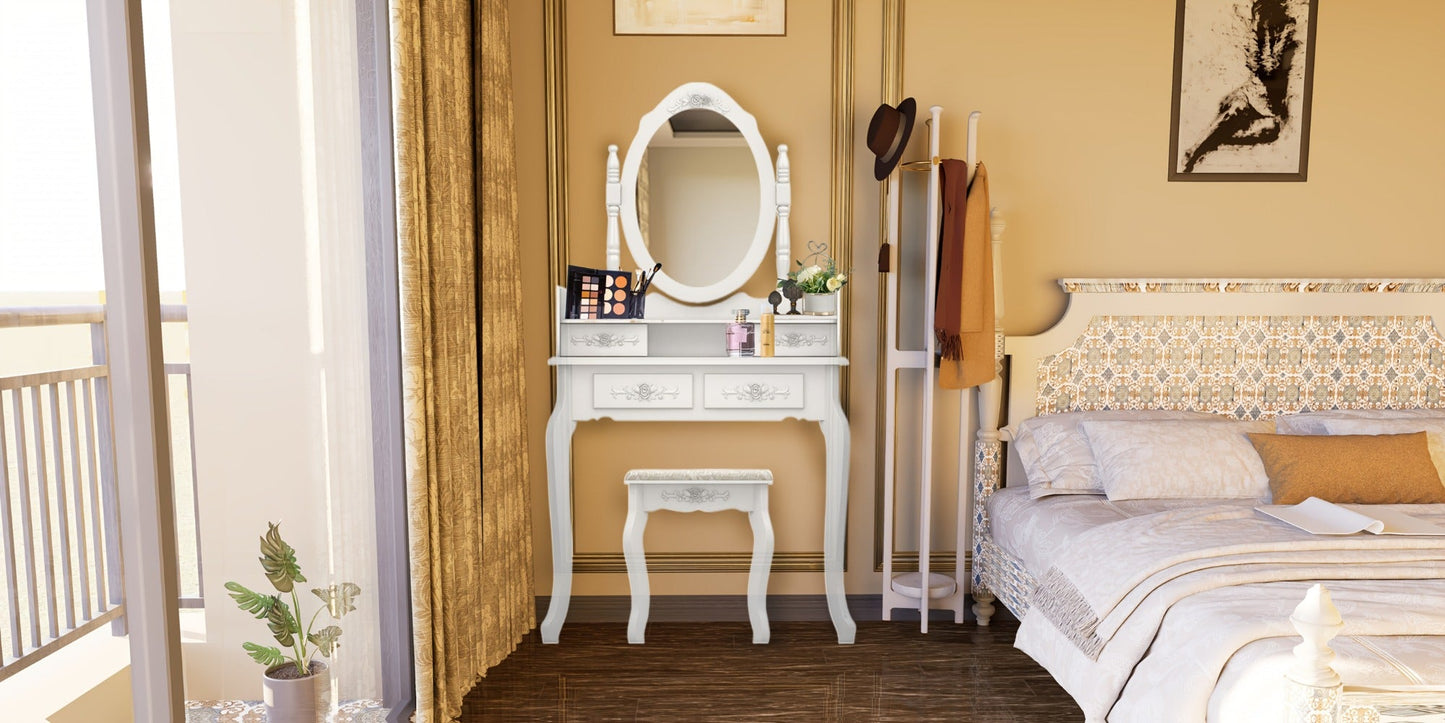 Vanity Table with Solid Wood Construction and 360° Swivel for Bedroom detail image - detail view 11