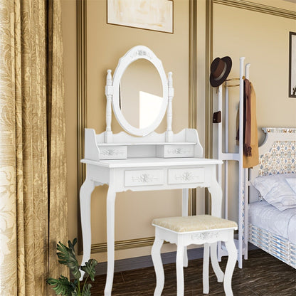 Vanity Table with Solid Wood Construction and 360° Swivel for Bedroom detail image