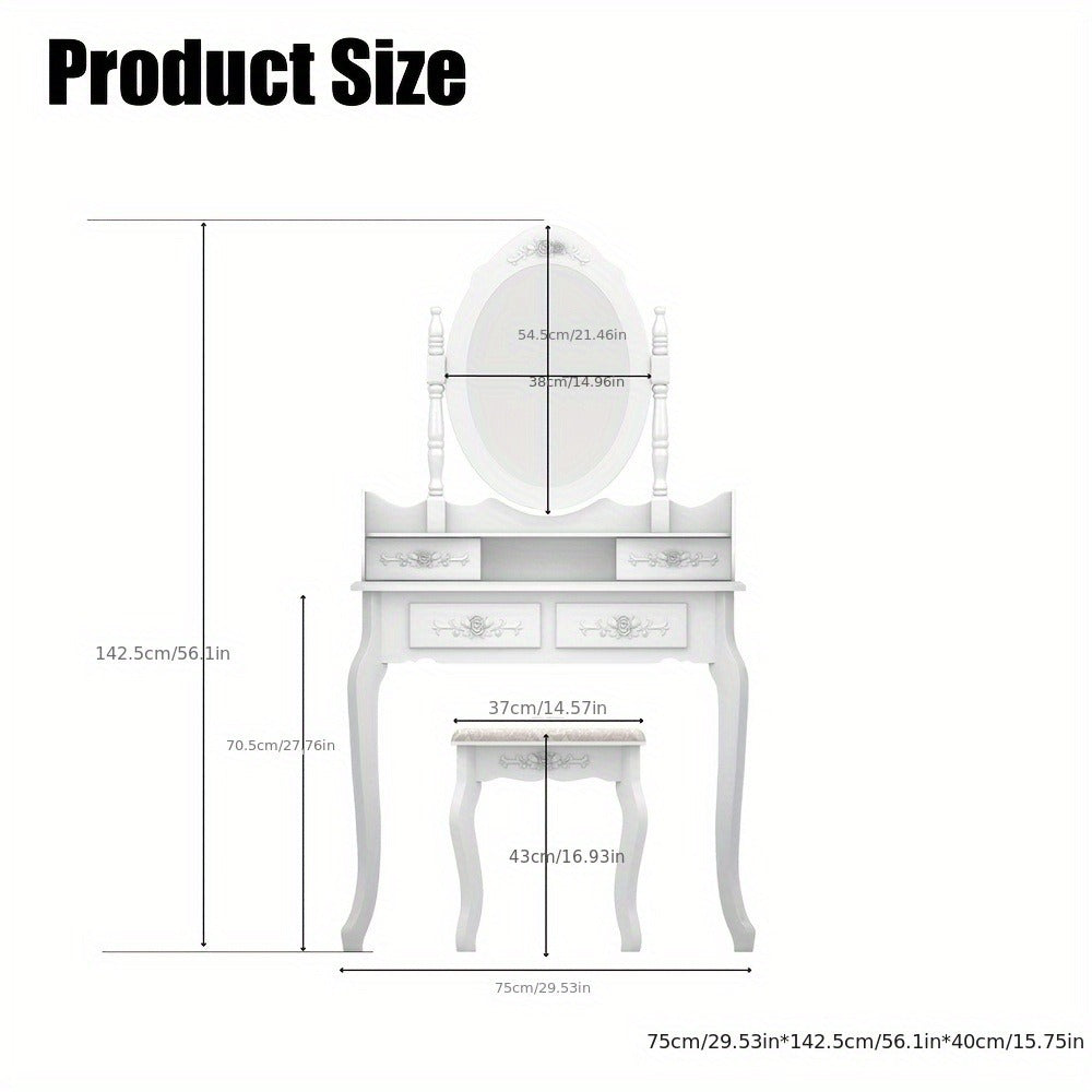 Vanity Table with Solid Wood Construction and 360° Swivel for Bedroom detail image - detail view 5
