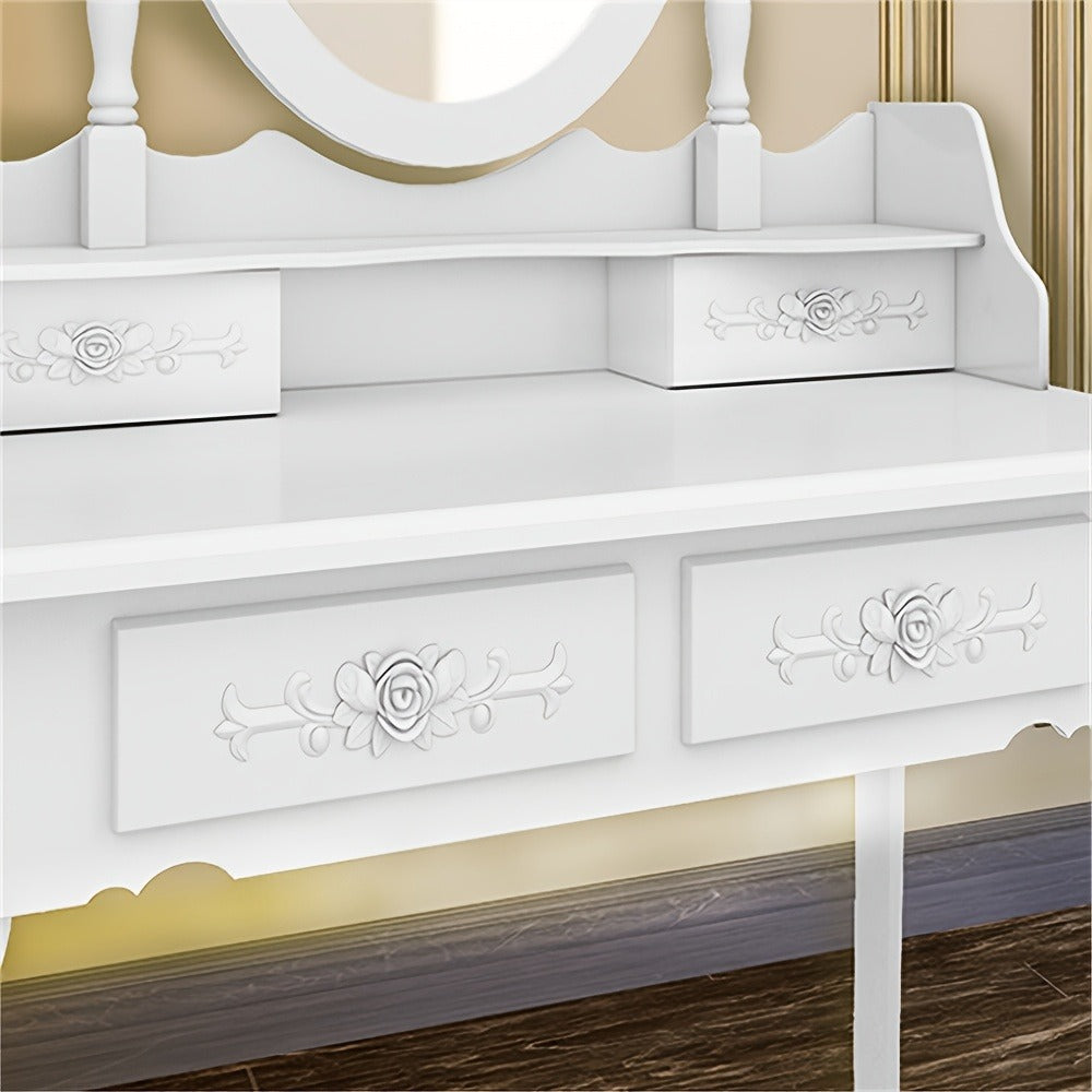 Vanity Table with Solid Wood Construction and 360° Swivel for Bedroom detail image - detail view 8