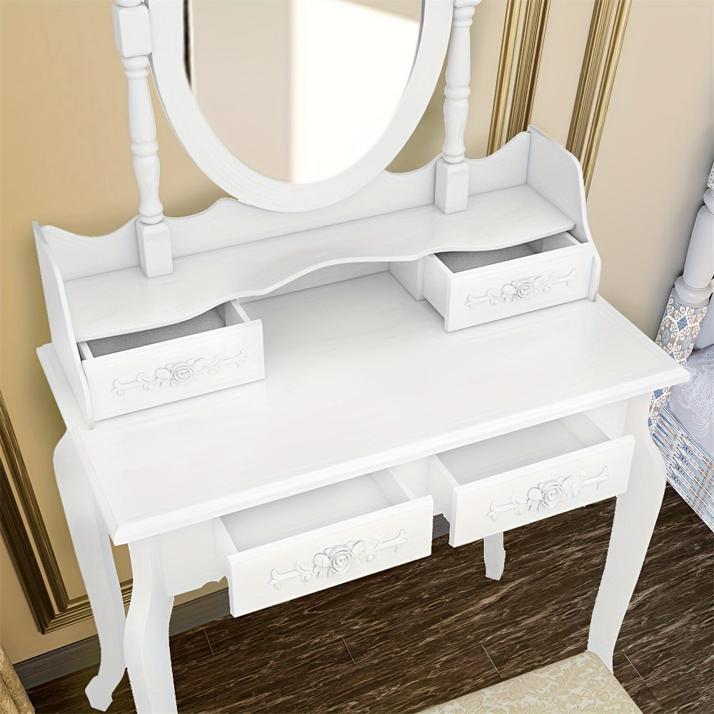 Vanity Table with Solid Wood Construction and 360° Swivel for Bedroom detail image - detail view 9