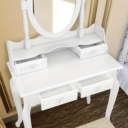 Vanity Table with Solid Wood Construction and 360° Swivel for Bedroom detail image - detail view 9