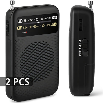 Pocket AM/FM Radio with 2-AA Battery Power, Headphone Jack and Single or Two-Piece Color Options