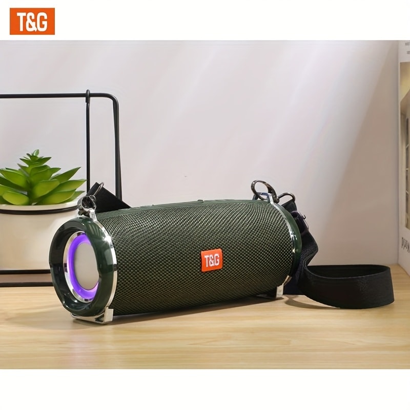 TG192 IPX4 Waterproof Portable Bluetooth Speaker Outdoor 2400mAh Rechargeable Wireless Speaker Color-Changing LED Breathing Light for Camping Picnic Party School Sports Family