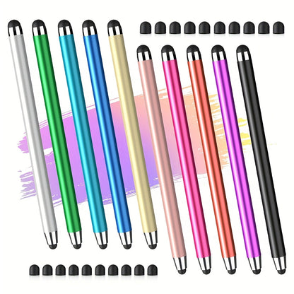 10-Piece Dual-Tip Stylus Pen Set for Capacitive Touchscreens in Three Color Assortments with Passive Design