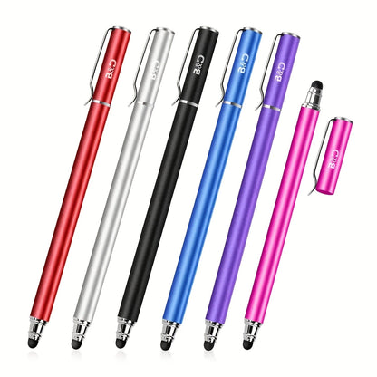Capacitive Stylus Pen 6 Pack 2-in-1 Universal Touch Screen Stylus with 30 Replaceable Soft Rubber Tips No Battery Required Compatible with iPad iPhone Samsung Galaxy Android Tablets Phones Multicolor Set