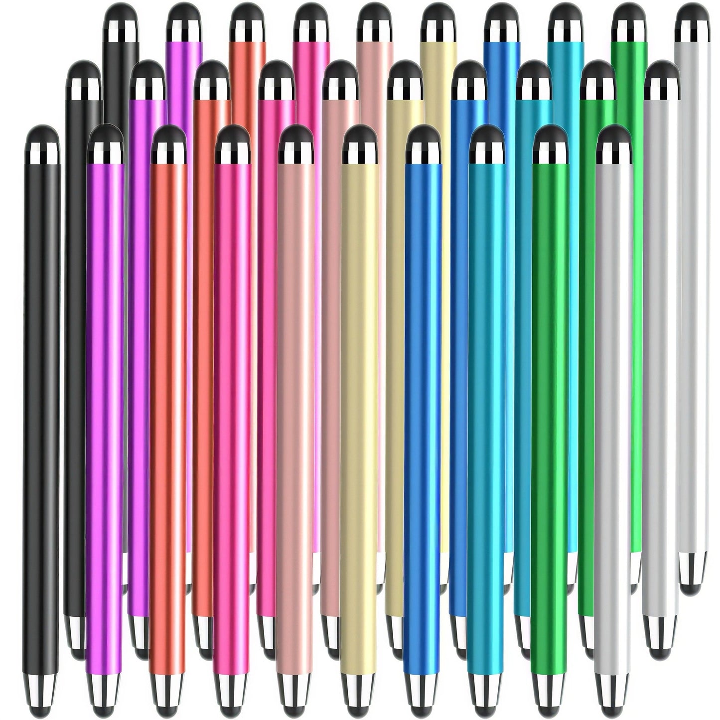 30-Piece Dual-Tip Stylus Pen Set for Capacitive Touchscreens with 60 Replacement Rubber Tips