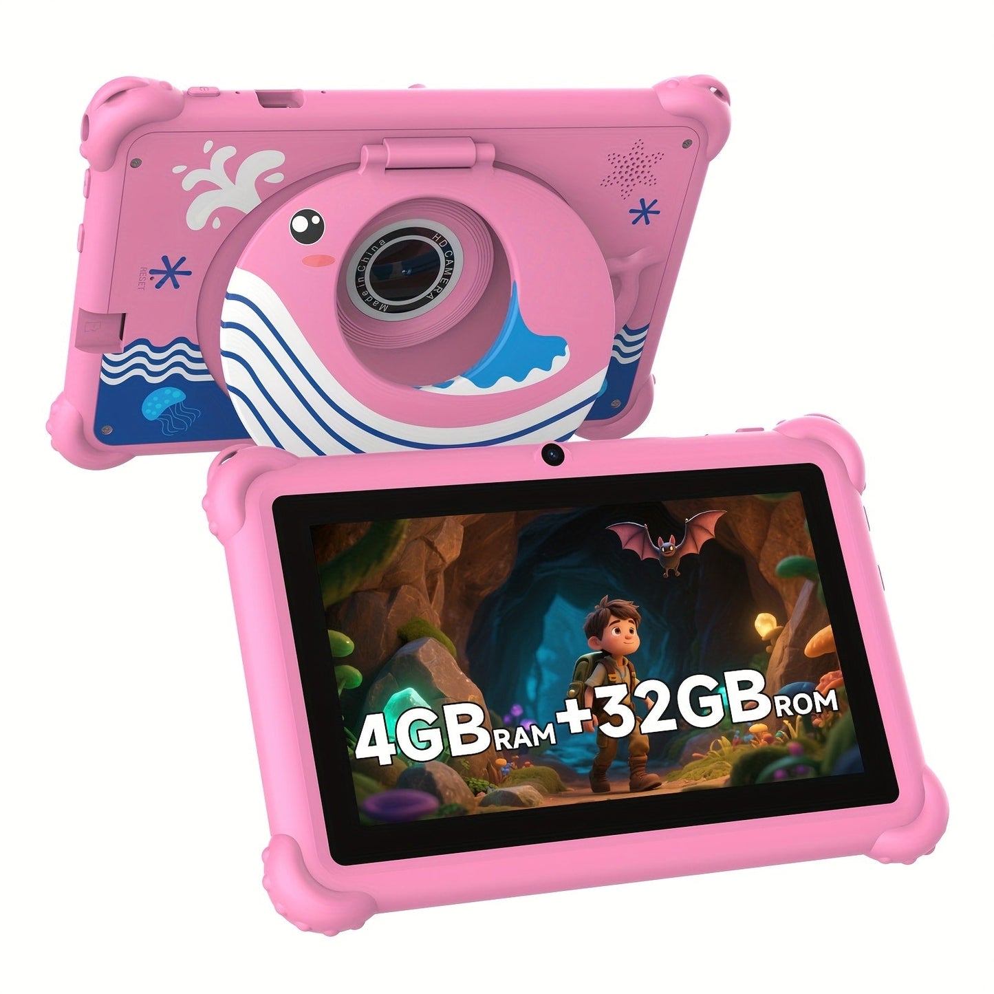 Kids Tablet 7 Inch with 4GB RAM, 32GB Built-In Storage, 512GB Expansion Support and Protective ABS Case
