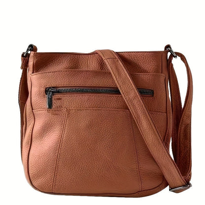 Genuine Leather Messenger Bag for Men Women Anti-Theft Zipper Multi-Pocket Shoulder Crossbody Bag Laptop Organizer Spacious Handbag Purse for Work School Travel Daily Commute 8 Colors