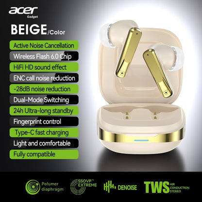Acer Mini In-Ear Wireless Earbuds Bass Stereo Touch Control, Noise Cancelling Microphone Bluetooth 5.4, Portable Lightweight Long Battery Life, Compatible with Phone Laptop Tablet Mobile, for Exercise