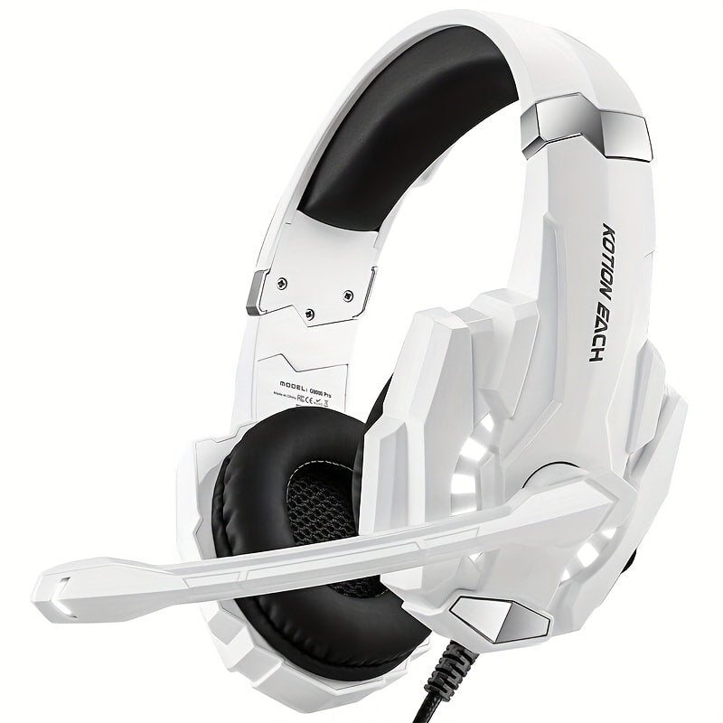 G9000 Surround Sound Gaming Headset with Noise Cancelling Mic, LED Lights & Soft Memory Earmuffs, Over-Ear Stereo Headphones Compatible with PS5 PS4 Xbox One Switch PC Mac
