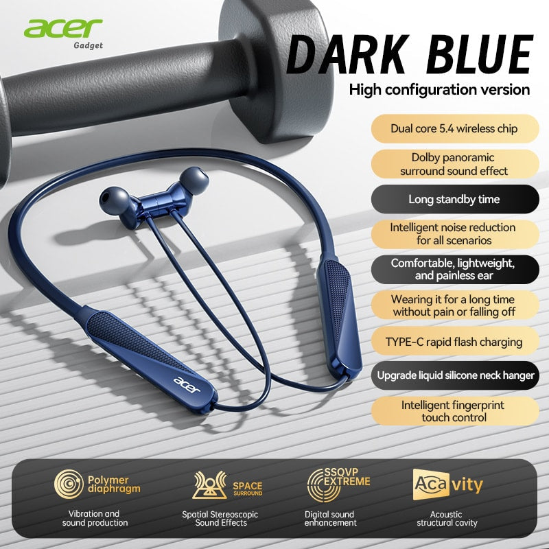Acer Genuine HiFi TWS Earbuds Extra-Long Standby Deep Bass Low Latency Gaming Noise Reduction Touch Control Lightweight Sports Running In-Ear Comfortable