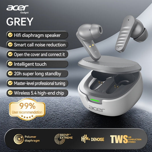 Acer 2026 Gaming TWS Earbuds Low Latency HiFi Heavy Bass Noise Cancellation Wireless In-Ear Ultra Long Battery Sports Running Multi-Device Charging Case