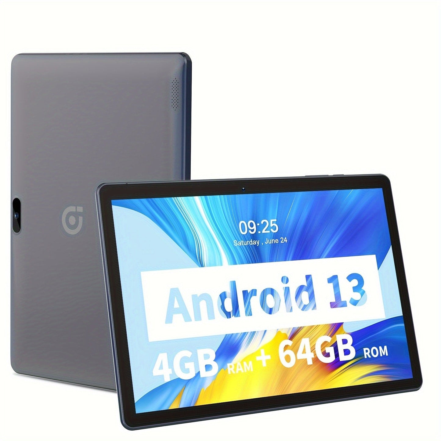 10.1 Inch Android 13 Tablet, 4GB RAM 64GB ROM 1TB Expandable, 6000mAh Battery, Quad-Core HD IPS Display, Dual Cameras, WiFi – Pritom 2025 Model, Silver Grey