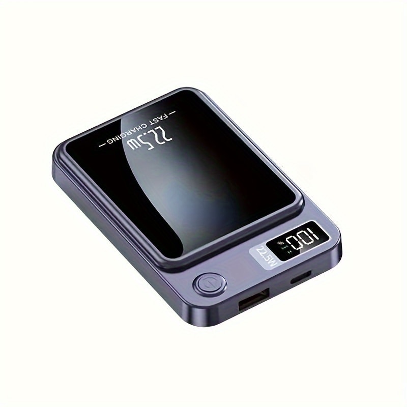 10000mAh Compact Magnetic Power Bank with 22.5W Wired Marking, Percentage Display and Four Colors