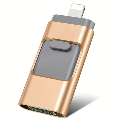 USB Flash Drive, 4-in-1 USB 3.0 Multi-Port Memory Stick with 128GB or 256GB Capacity and Sliding Connector Design