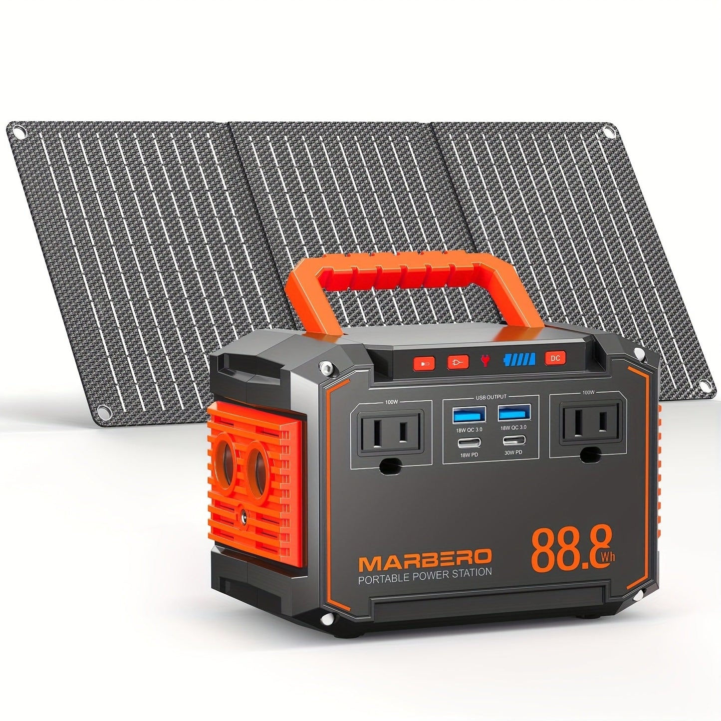 Solar Generator Portable Power Station 88.8Wh 111Wh 237Wh with Foldable Solar Panel, 100W Pure Sine Wave AC Output USB-C PD USB QC3.0 DC LED Emergency Light for Camping RV Hiking & Home Backup Power