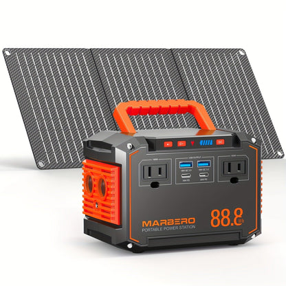 Solar Generator Portable Power Station 88.8Wh 111Wh 237Wh with Foldable Solar Panel, 100W Pure Sine Wave AC Output USB-C PD USB QC3.0 DC LED Emergency Light for Camping RV Hiking & Home Backup Power