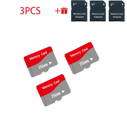 MicroSD Memory Card 3-Pack in 128MB, 256MB or 512MB Capacity Options with Full-Size SD Adapters