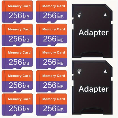 10-Pack SD Card with Adapters Bulk Set, Flash Memory Cards 128MB 256MB 512MB High-Speed Compatible with Camera Phone Tablet Laptop PC Car Stereo Game Console – Reliable Multi-Device Storage Solution