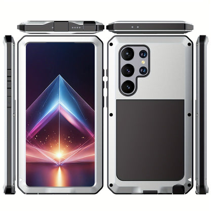 Phone Case Heavy Metal Frame with Built-In Glass Screen Protector and S Pen Access for Galaxy S23/S24 Ultra