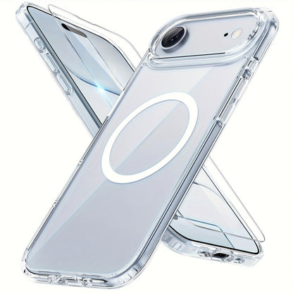 MagSafe iPhone Case with Screen Protector & Camera Lens Protector – N52 Super Magnet Shockproof Clear TPU PC Cover, Anti-Yellow, 3-in-1 Bundle for iPhone 16 16 Plus 16 Pro 16 Pro Max 15 14 13 11
