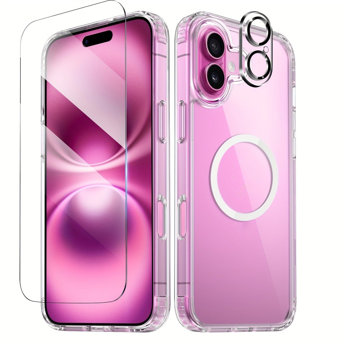 MagSafe iPhone Case with Screen Protector & Camera Lens Protector – N52 Super Magnet Shockproof Clear TPU PC Cover, Anti-Yellow, 3-in-1 Bundle for iPhone 16 16 Plus 16 Pro 16 Pro Max 15 14 13 11