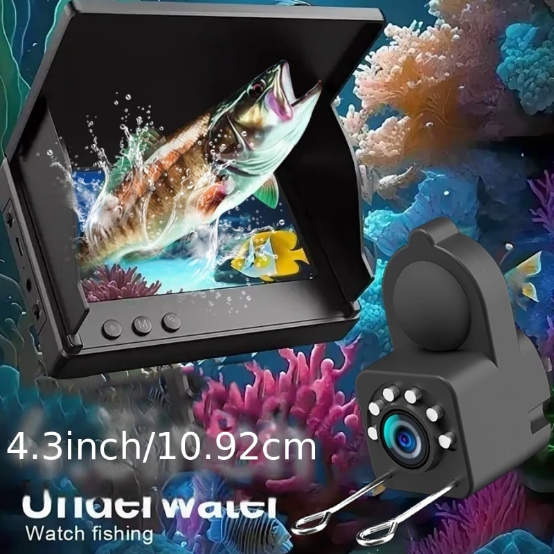 Underwater Fishing Camera 4.3-Inch HD Display with Night Vision & Triple Light Shielding – Portable Fish Finder with Bait Monitor, Complete Fishing Kit for Ice Lake River Sea Fishing