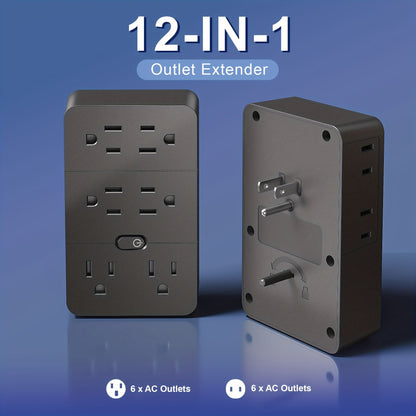 Power Strip 9-in-1 Desktop Station with LED Lamp, Digital Clock, 4 AC Outlets, 3 USB-A and 2 USB-C Ports