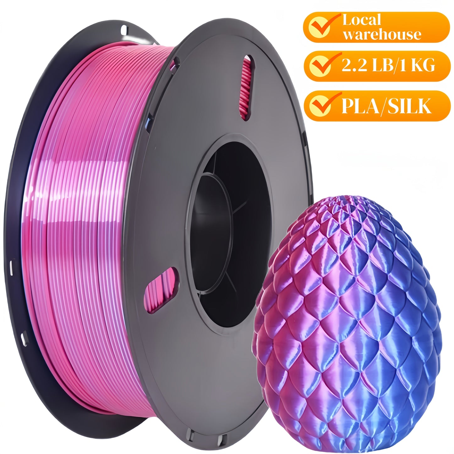 High Gloss PLA Filament 1.75mm 1kg Low Warping – Black White Dual Tri Rainbow Multicolor 3D Printer Filament ±0.02mm | Shiny PLA Spool for Creality Ender 3 5 Neo Bambu Lab Prusa FDM Printers