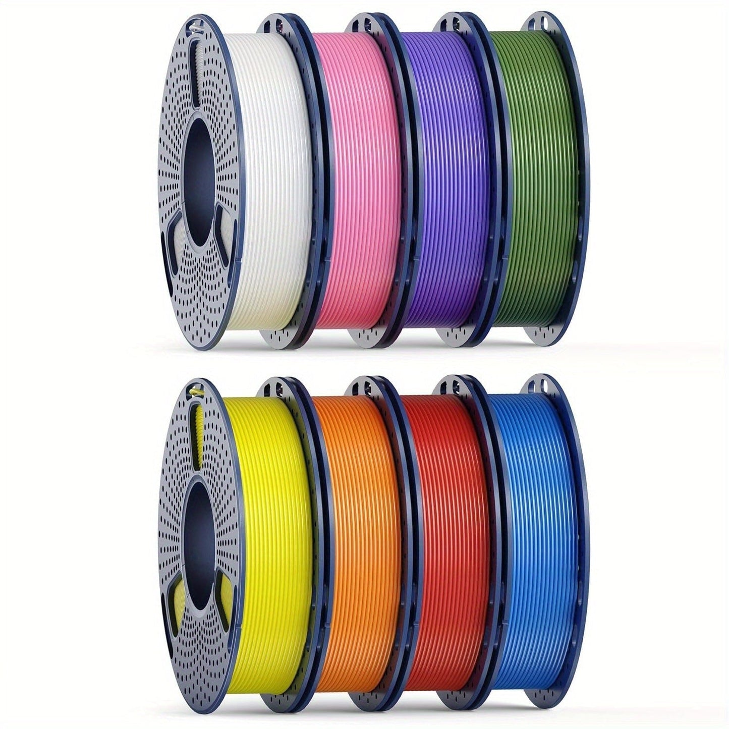 PLA Filament 8-Color Bundle 8x250g 1.75mm High Toughness – Vacuum Packed 3D Printer Filament Set 2kg | White Red Orange Yellow Green Blue Cyan Purple | Strong Durable PLA for FDM 3D Printers