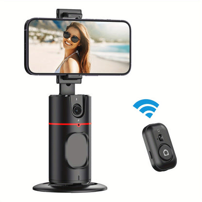 Gesture Control Auto Face Tracking Tripod with 360° Rotation & Wireless Remote No App Required – Smart AI Phone Holder for Vlogging Live Streaming TikTok YouTube Fitness iPhone Android Black Pink