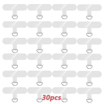 Transparent Phone Lanyard Patches, 30-Piece TPU Adhesive Tether Tab Set with Metal Rings for Full-Cover Phone Cases