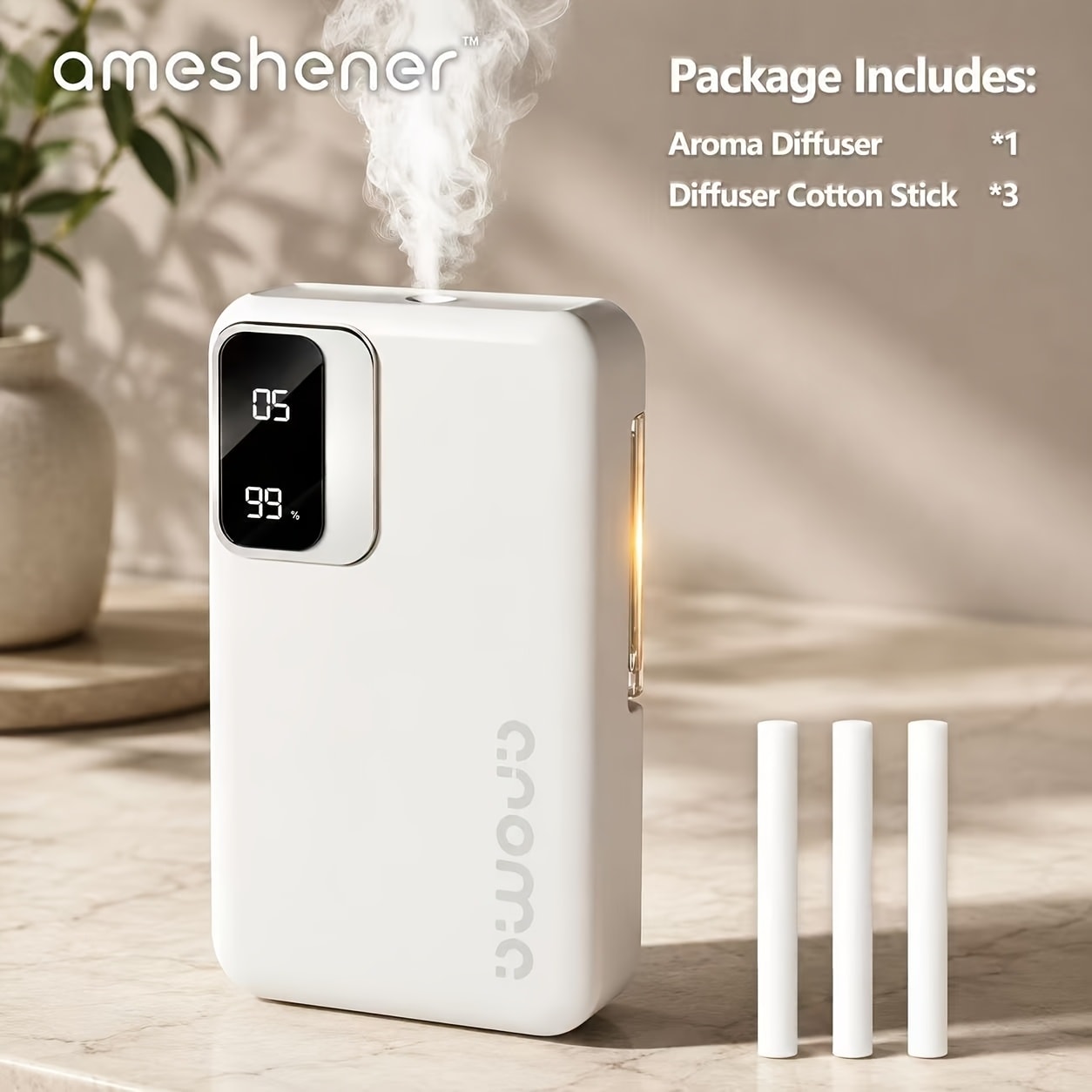 Ultrasonic Essential Oil Diffuser 1800mAh USB Rechargeable – 7-Level Fine Mist Control, Cordless Aromatherapy for Bedroom Bathroom Office, Odor Eliminator Home Diffuser Gift Set with Essential Oils