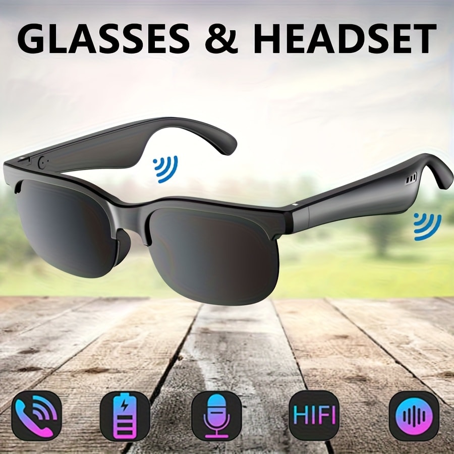 Open Ear Bluetooth Audio Glasses with Built-In Earbuds – Wireless Smart Sunglasses for Music & Hands-Free Calls, Anti-Glare Lenses, Driving Sports Outdoor, Unisex | 7 Colors